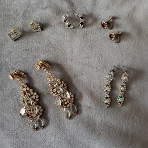 Lot of 5 Random Rhinestone Earrings Sets